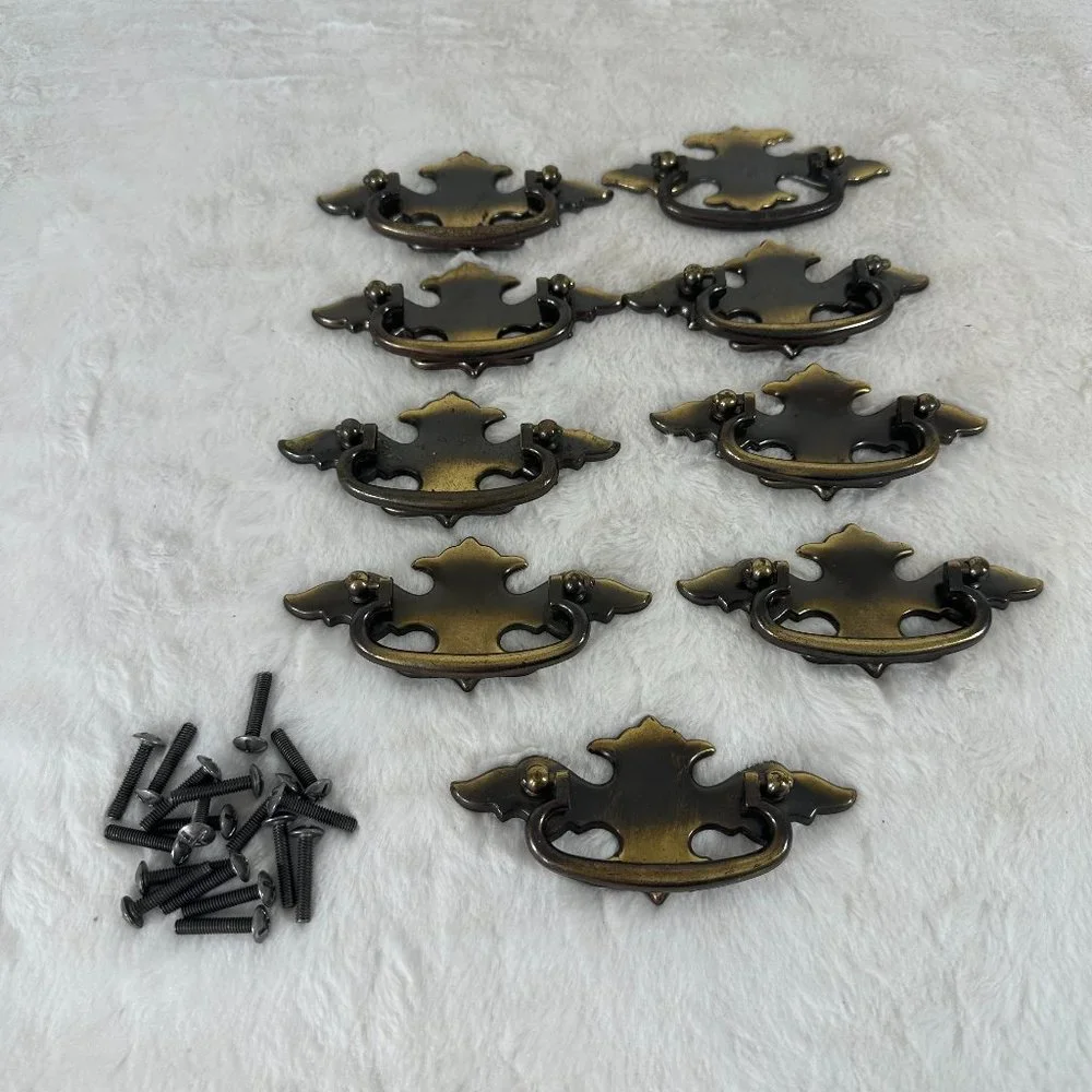 Vintage Brass Dresser Drawer Pulls Handles set of 9 (A7316DC) - Picture 1 of 7